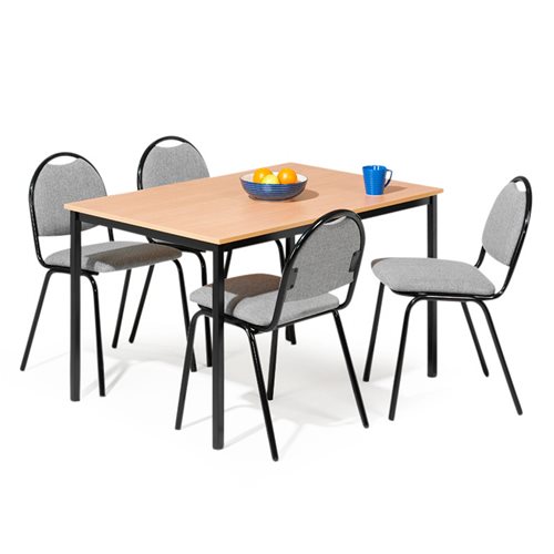 Jedálenská zostava: stôl 1200x800 mm, buk + 4 stoličky, šedá/čierna  - zobraziť veľký náhľad