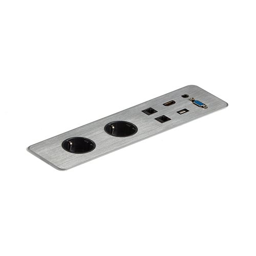 Zásuvková jednotka, 2 zás., 2 net Cat6, HDMI, VGA, Audio, USB, strieborná  - zobraziť veľký náhľad