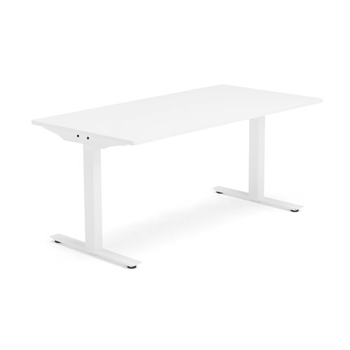Kancelársky pracovný stôl MODULUS, T-rám, 1600x800 mm, biela/biela  - zobraziť veľký náhľad