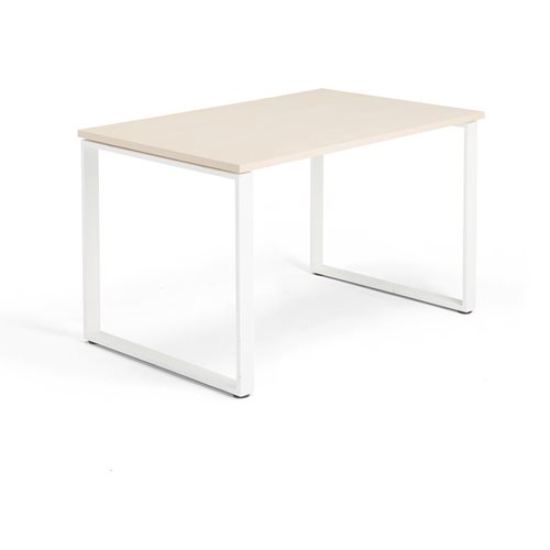 Kancelársky pracovný stôl QBUS, O-rám, 1200x800 mm, breza/biela  - zobraziť veľký náhľad