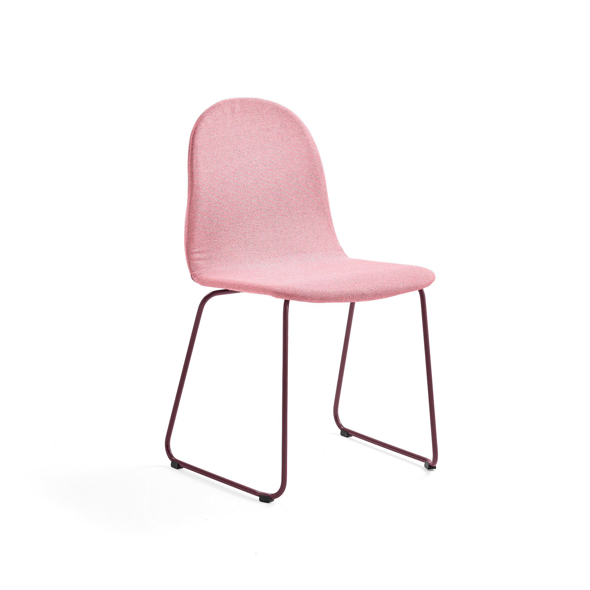 Stolička GANDER, podnož s klzákmi, čalúnená, červená