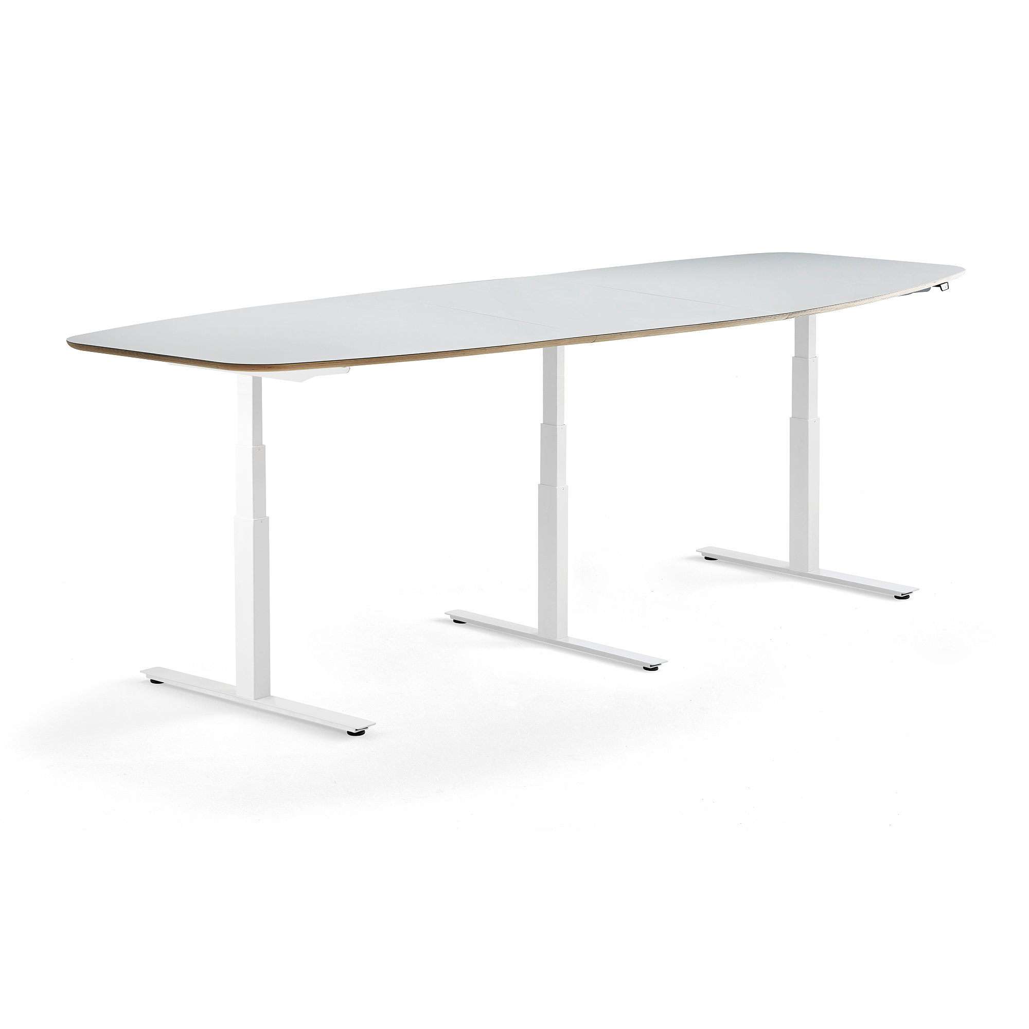 Výškovo nastaviteľný rokovací stôl Audrey, 3200 x 1200 mm, biela/svetlošedá  - zobraziť veľký náhľad