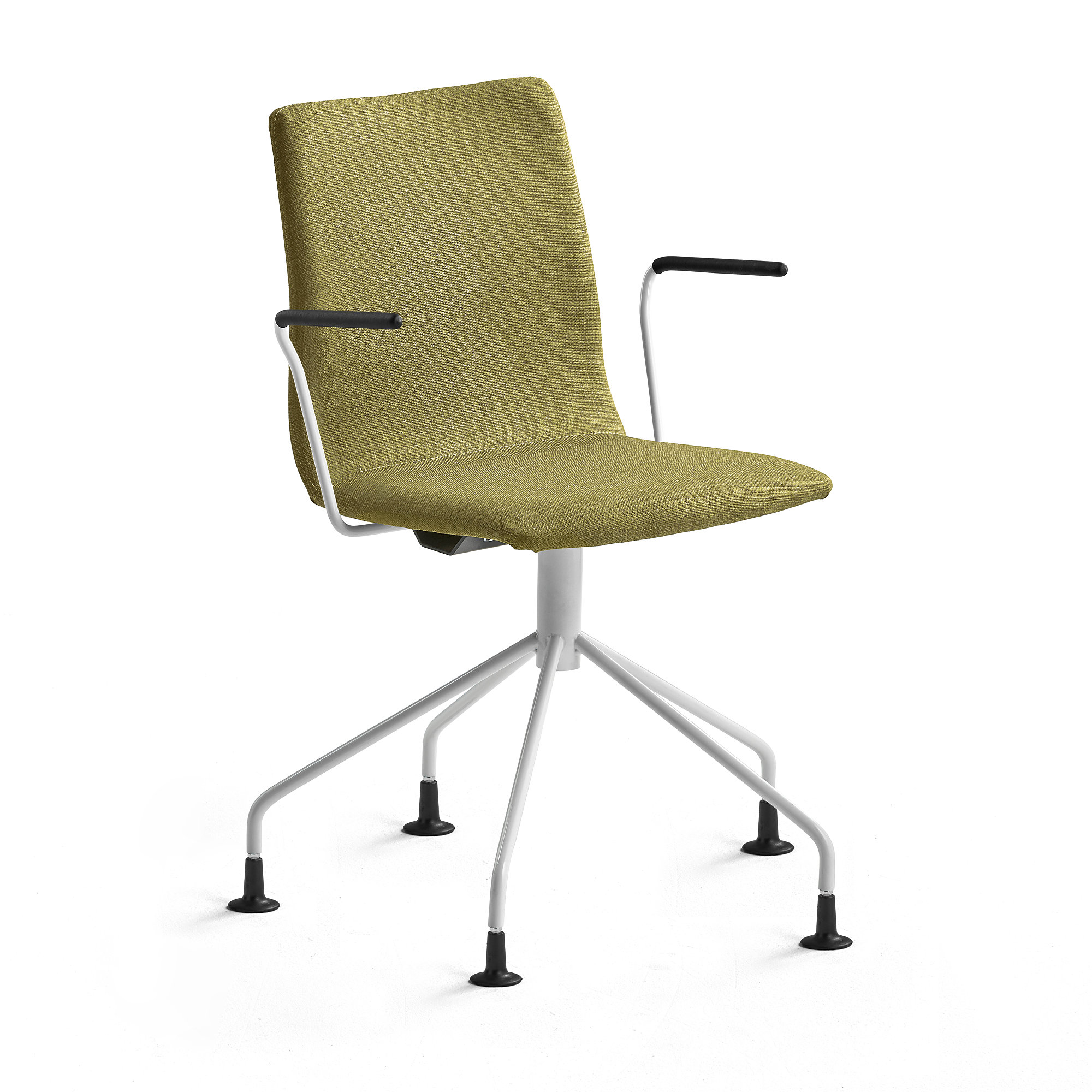 Konferenčná stolička Ottawa s opierkami rúk, pavúčia podnož, olivová, biela  - zobraziť veľký náhľad