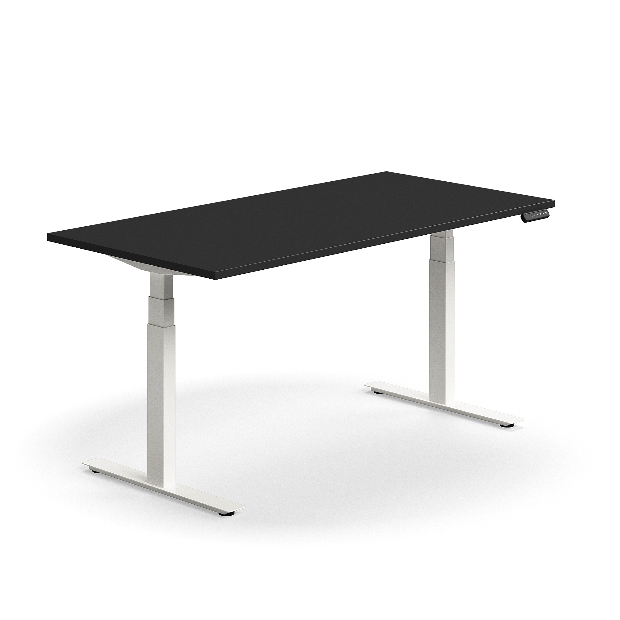 Výškovo nastaviteľný stôl QBUS, rovný, 1600x800 mm, biely rám, čierna  - zobraziť veľký náhľad