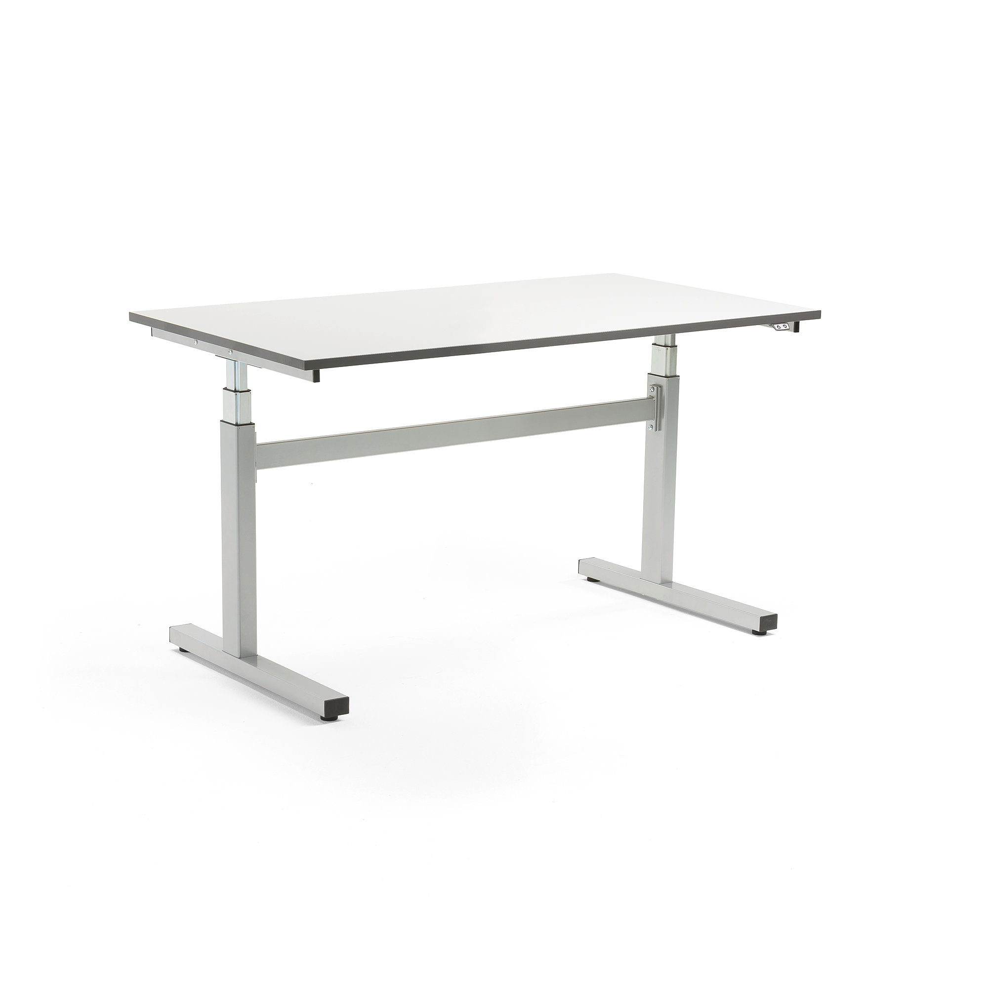 Výškovo nastaviteľný dielenský stôl Locomotion, 1500x800 mm, šedý