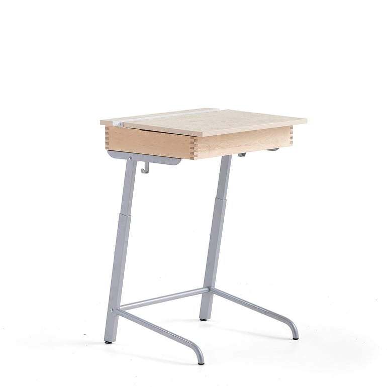 Študentský stôl AXIOM, linoleum - béžová, strieborná