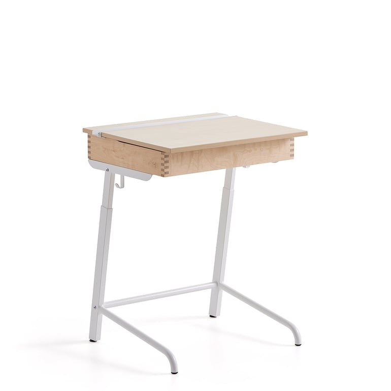 Školská lavica AXIOM, vysokotlakový laminát, biela/breza