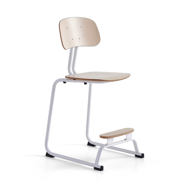 Školská stolička YNGVE, lyžinová podnož, biela, breza, V 610 mm  - zobraziť veľký náhľad