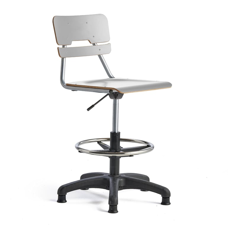 Stolička LEGERE výškovo nastaviteľná, veľké sedadlo, lyžinová podnož, H 500-690 mm, šedá