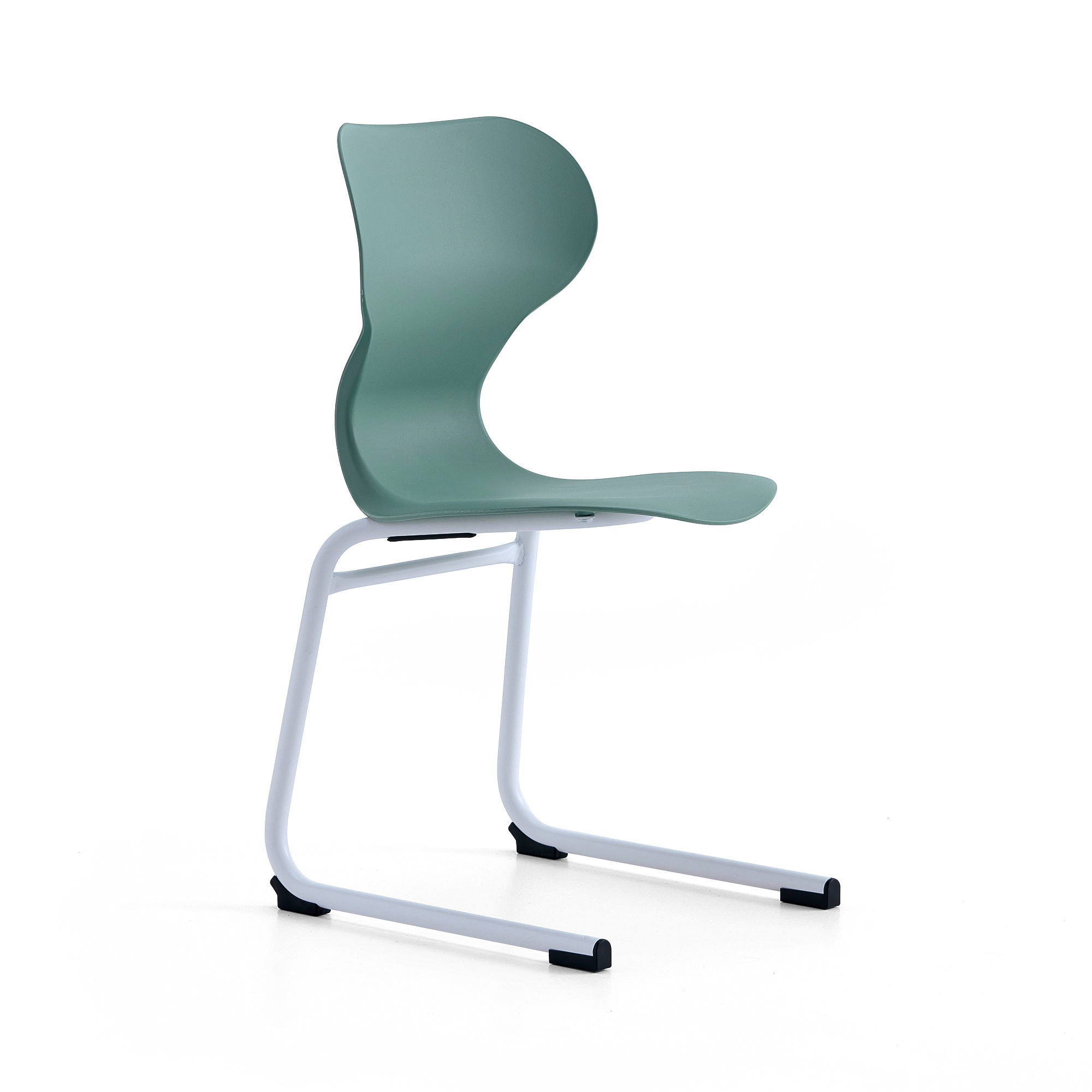 Stolička BRIAN, kĺzavá podnož, biela/zelená