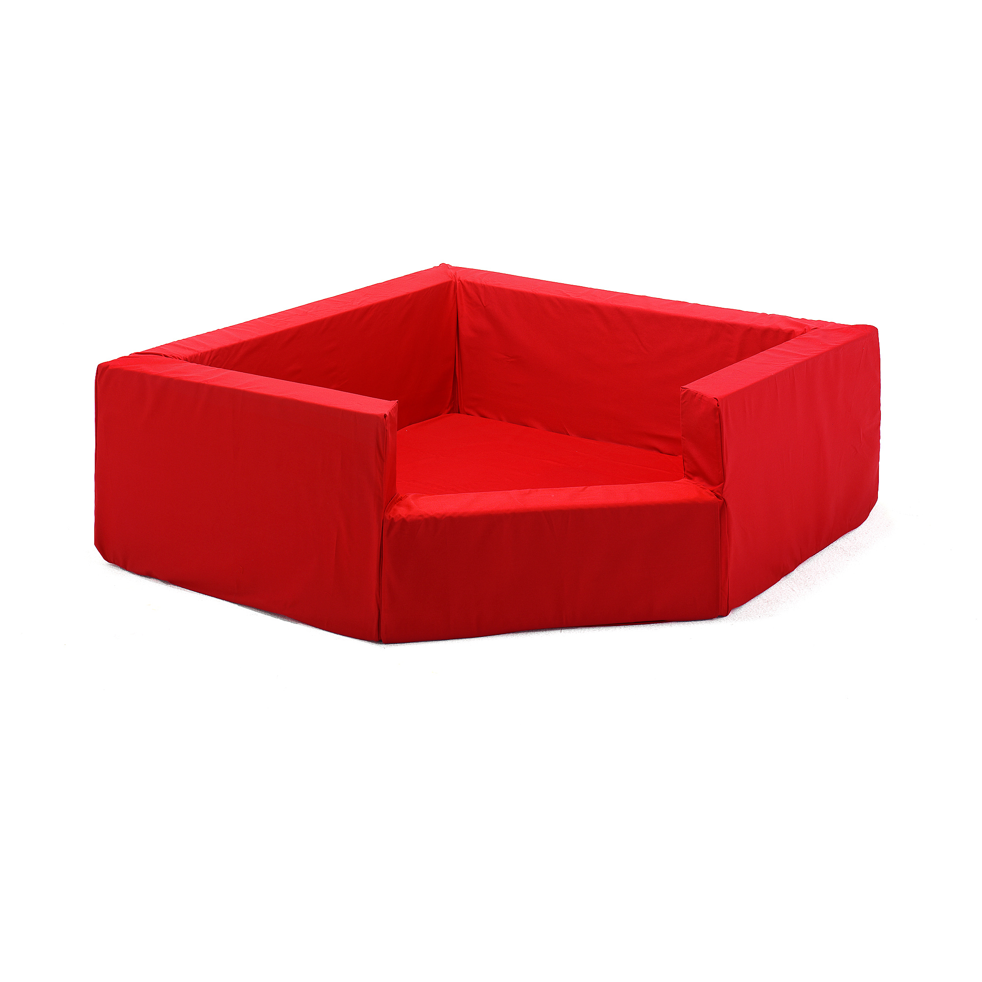 Penová jama, rohová, bavlnený poťah červená