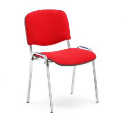 Konferenčná stolička Nelson, červená tkanina, chrómový podstavec