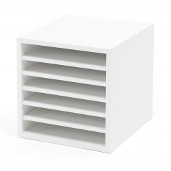 Zakladač FLEXUS, 6 priečinkov, Š 360 x H 410 x V 375 mm, biely laminát