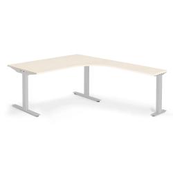 Modulus ergonomický stôl, T-stojan, 1600x2000 mm, strieborný rám, breza