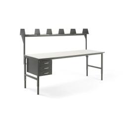 Dielenský stôl Cargo, 2400x750 mm, 3 zásuvky + vrchná polica