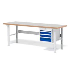 Dielenský stôl SOLID, 4 zásuvky, nosnosť 750 kg, 2000x800 mm, vinyl