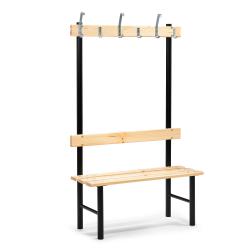 Šatňová lavička s vešiakom STADIUM, 6 háčikov, 1000 mm, borovica